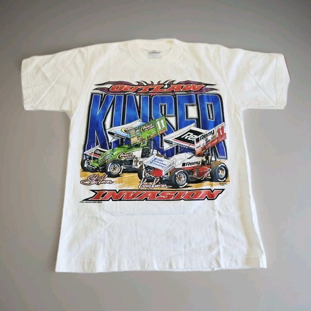 Vintage 2004 Steve Kinser Outlaw Invasion Racing Tee Size Small Blue Whale Brand